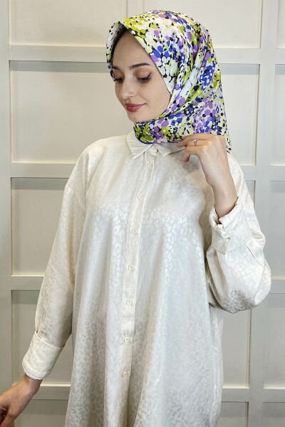 Emproyal Floral Patterned Cotton Soft Scarf 01094 DARK LILA