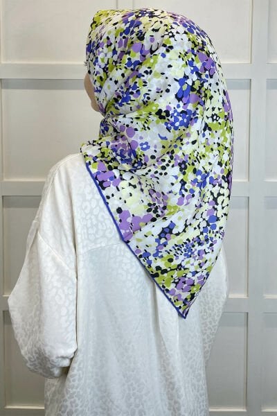 Emproyal Floral Patterned Cotton Soft Scarf 01094 DARK LILA