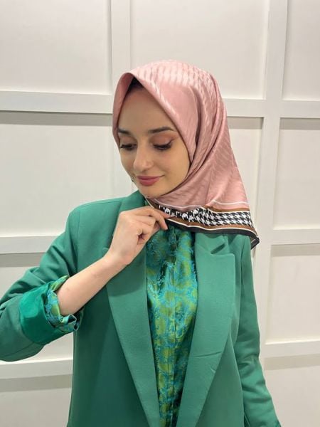 Cosie Twell Jakar Kazayaği Desenli Eşarp 00830 PUDRA
