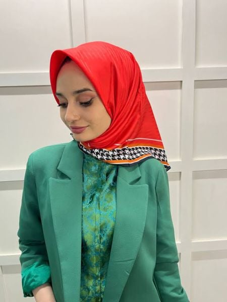 Cosie Twell Jakar Kazayaği Desenli Eşarp 00830 NAR ÇİÇEĞİ