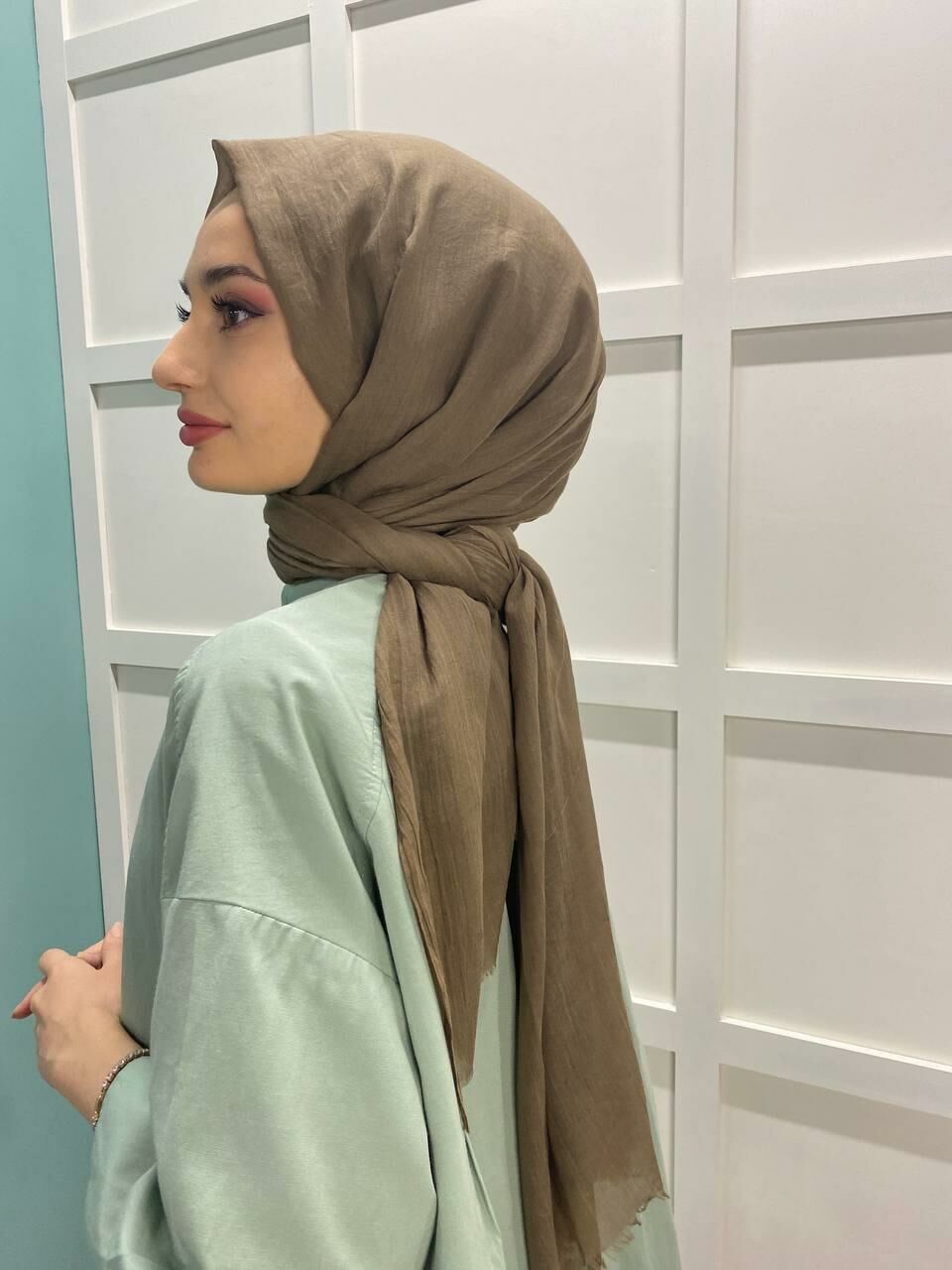 Arwella 100% Cotton Dubai Shawl 00606 MINK