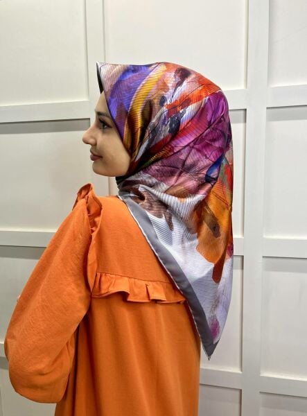 Pyramid Patterned Rayon Scarf for Both Evening Dress and Daily Use 00892 DARK GRAY
