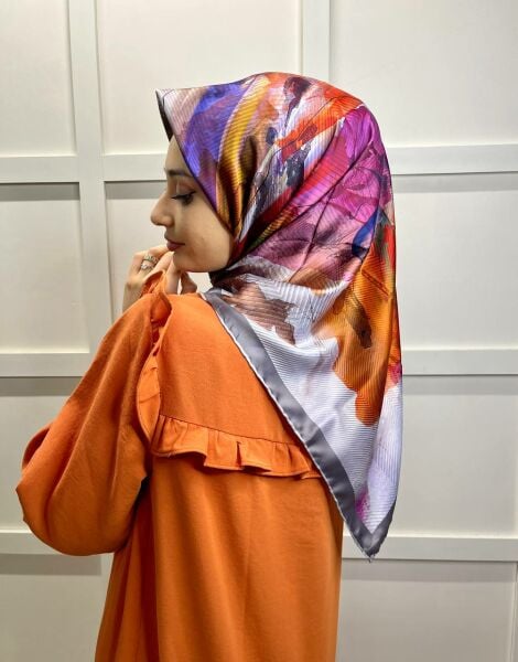 Pyramid Patterned Rayon Scarf for Both Evening Dress and Daily Use 00892 DARK GRAY