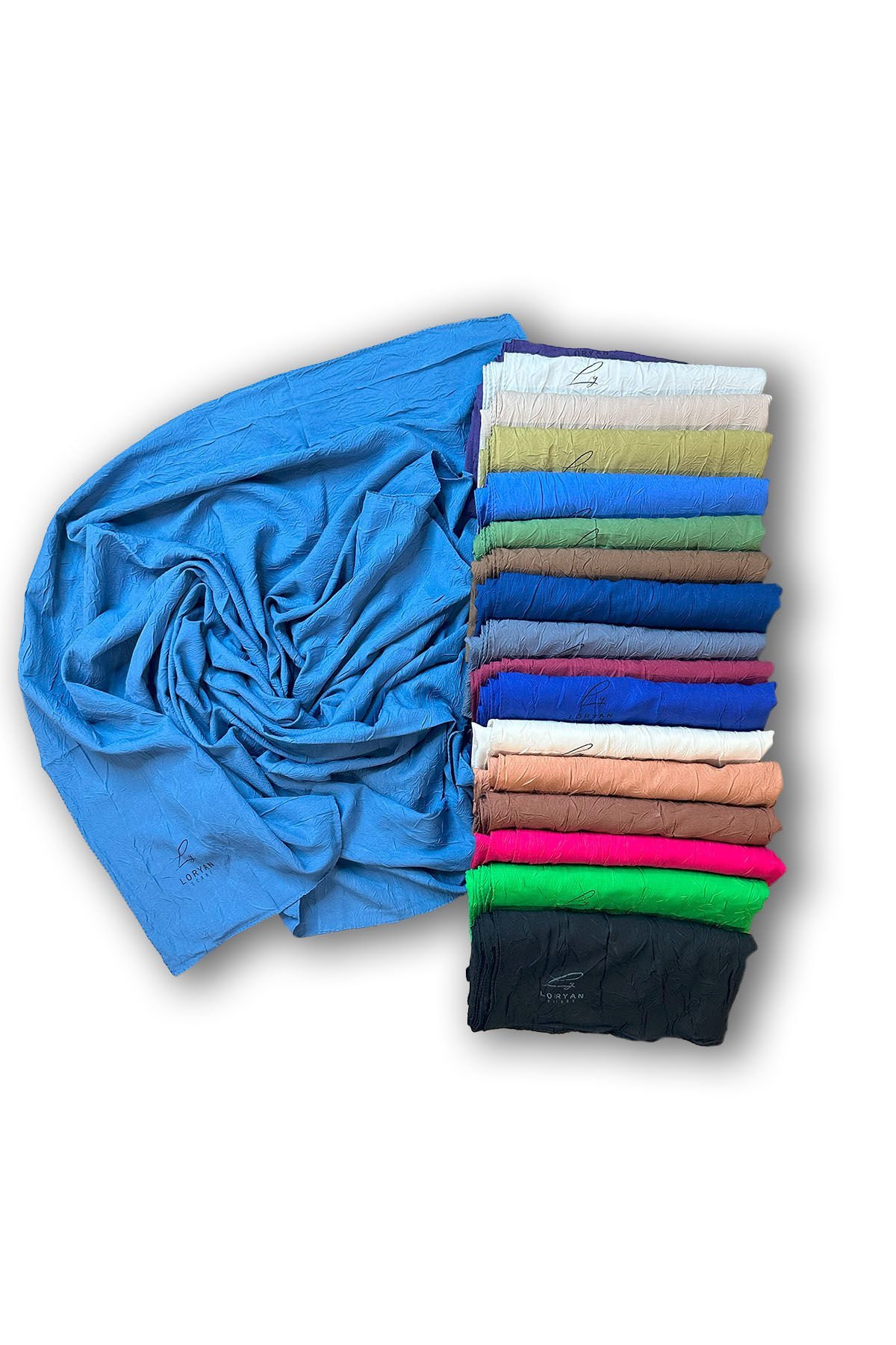 Loryan Scarf Square Bamboo Kraş Viva Scarf 00832 DENIM BLUE