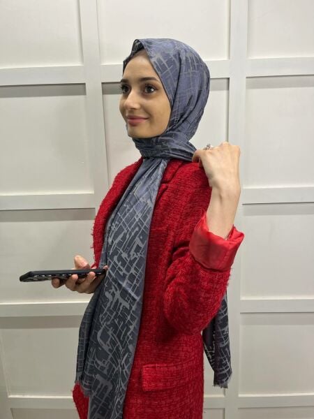 Cosie Imported Patterned Burnt Shawl 00829 SMOKED