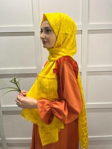 Cosie Imported Patterned Burning Shawl 00829 YELLOW