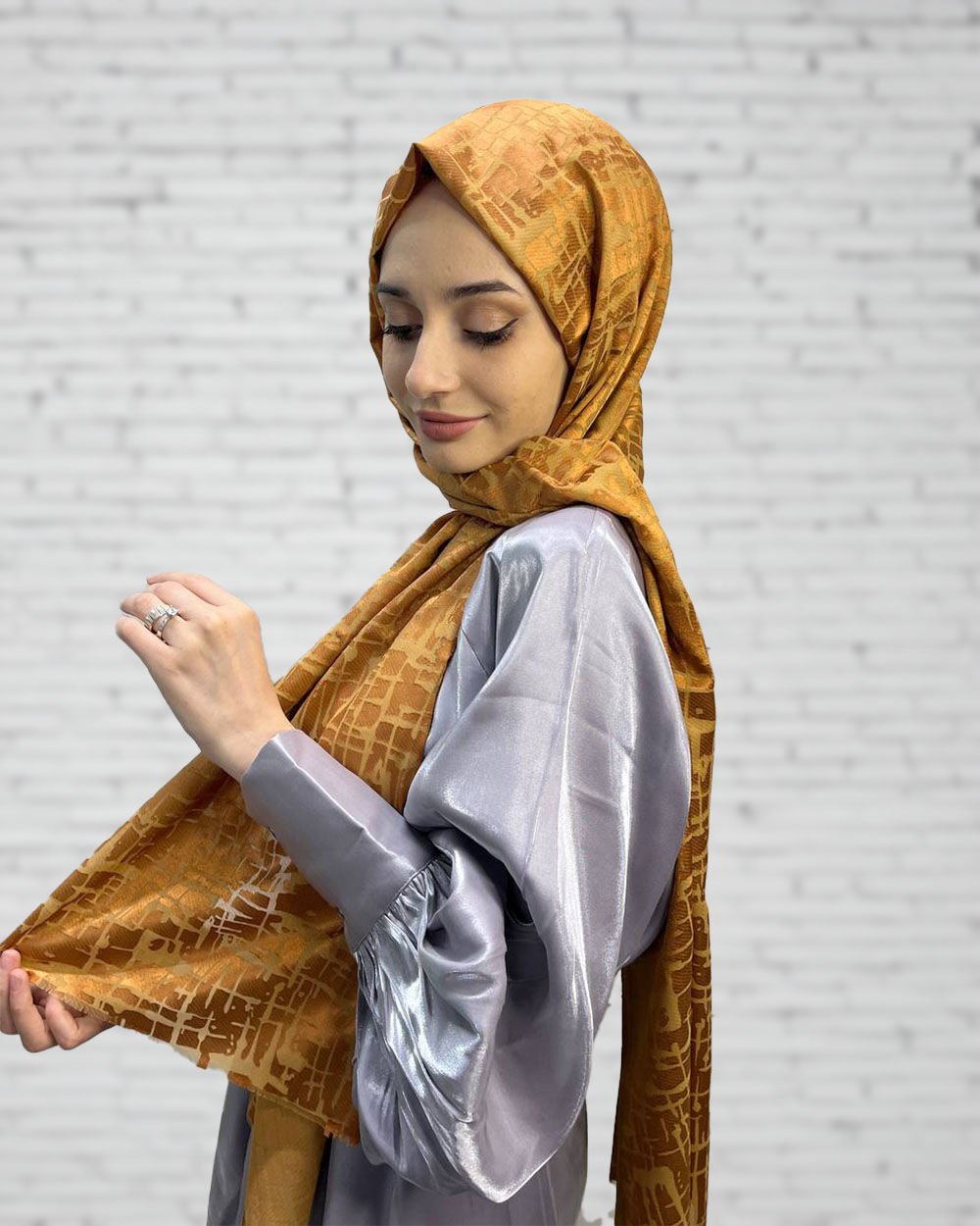 Cosie İthal  Desenli Yakma Şal 00829 TARÇIN