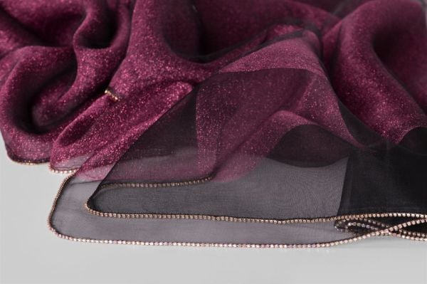 Armanda Silk Blend Tulle Shawl with Stone Edge AR3209 FUCHIA