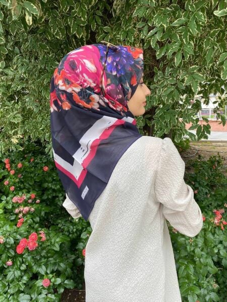 Aker Sport Angel Geometric Flower Patterned Summer Scarf 7800 DARK BLUE