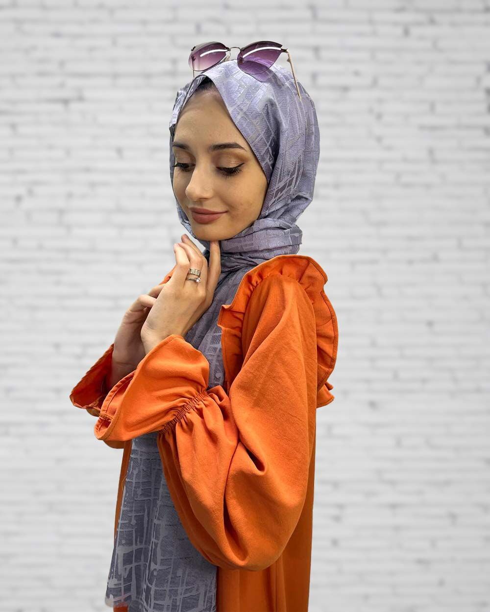 Cosie Imported Patterned Burnt Shawl 00829 DARK SILVER