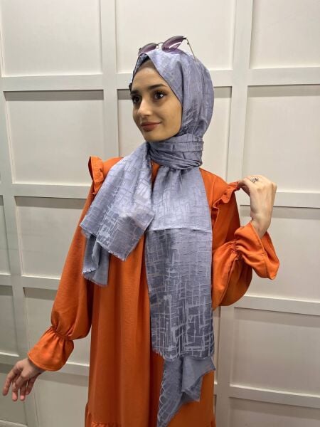 Cosie Imported Patterned Burnt Shawl 00829 DARK SILVER