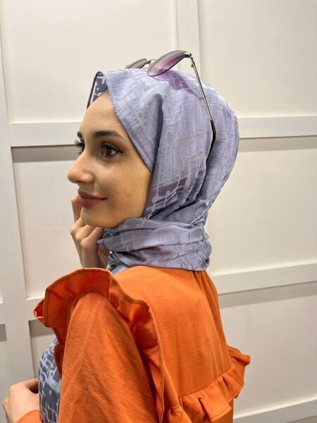 Cosie İthal  Desenli Yakma Şal 00829 KOYU GÜMÜŞ