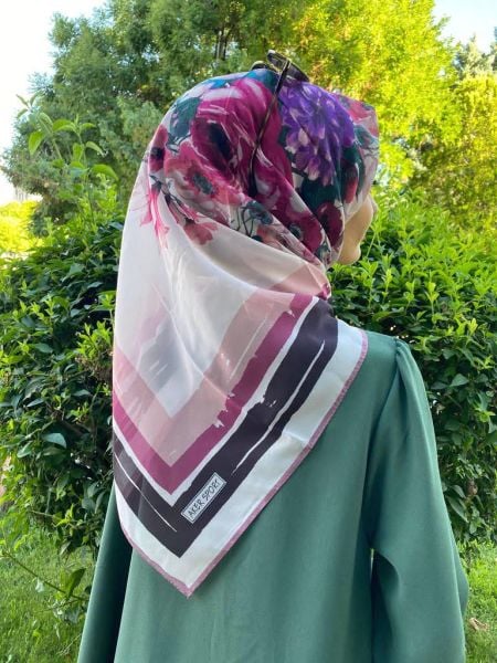 Aker Sport Angel Geometric Floral Patterned Summer Scarf 7800 POWDER DRIED ROSE