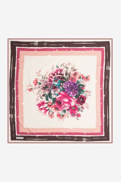 Aker Sport Angel Geometric Floral Patterned Summer Scarf 7800 POWDER DRIED ROSE