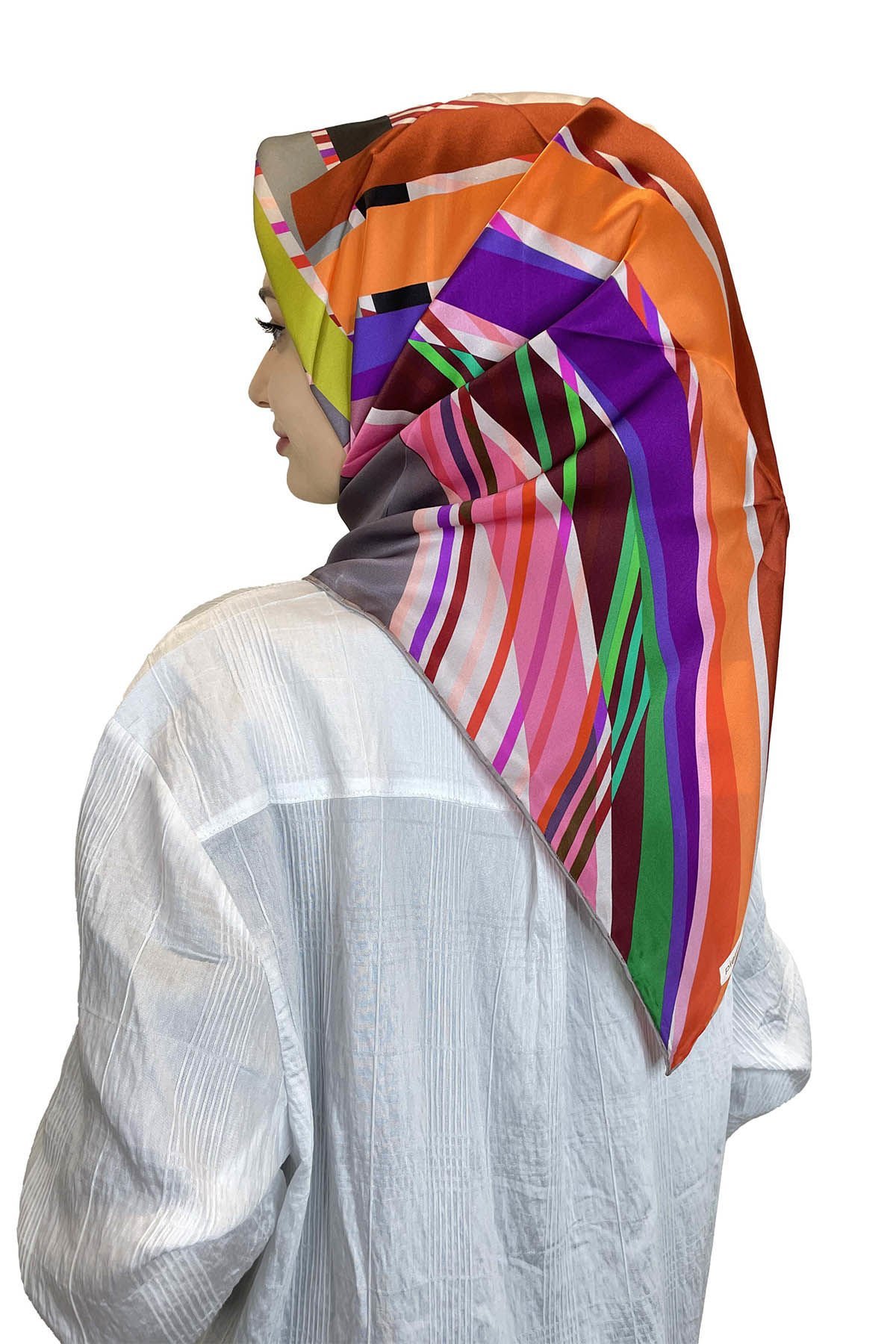 Pierre Cardin Sura İpek Eşarp 2024 İlkbahar Yaz Desenli İpek Eşarp 8832230 VİZON