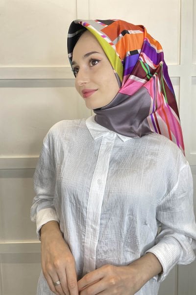 Pierre Cardin Sura İpek Eşarp 2024 İlkbahar Yaz Desenli İpek Eşarp 8832230 VİZON
