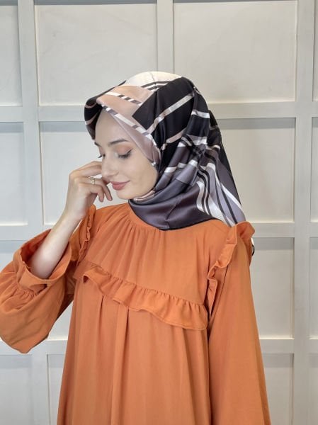 Pierre Cardin Sura İpek Eşarp 2024 İlkbahar Yaz Desenli İpek Eşarp 8832230 SİYAH
