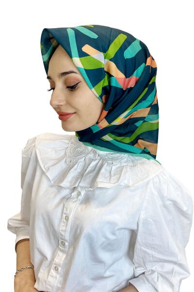 Pamuklu Cotton Eşarp, Eflatun Scarf Desenli Pamuklu Eşarp 01004 MİNT