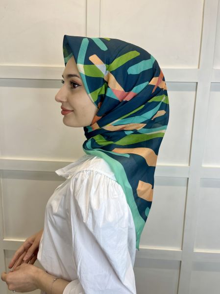 Pamuklu Cotton Eşarp, Eflatun Scarf Desenli Pamuklu Eşarp 01004 MİNT