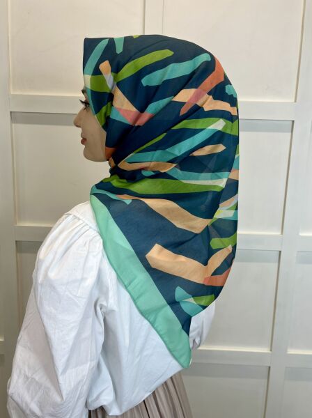 Pamuklu Cotton Eşarp, Eflatun Scarf Desenli Pamuklu Eşarp 01004 MİNT