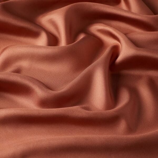 İpekevi Solid Color Striped Twil Silk Scarf 1115 RED COPPER