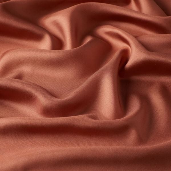 İpekevi Solid Color Striped Twil Silk Scarf 1115 RED COPPER