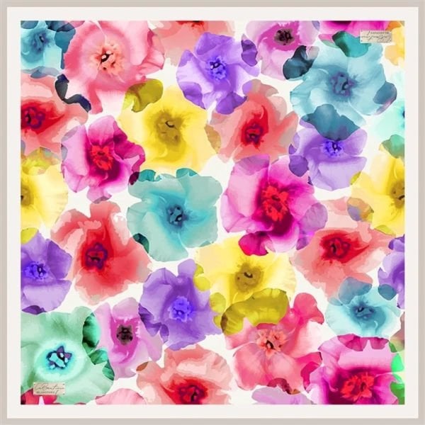 La Boutique Sura Silk Scarf, 90x90cm, 2024 Spring Summer Patterned 2052 WATER GREEN