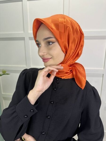 Siyane Scarf Dama Desen Jakarlı Eşarp 00948 ORANGE