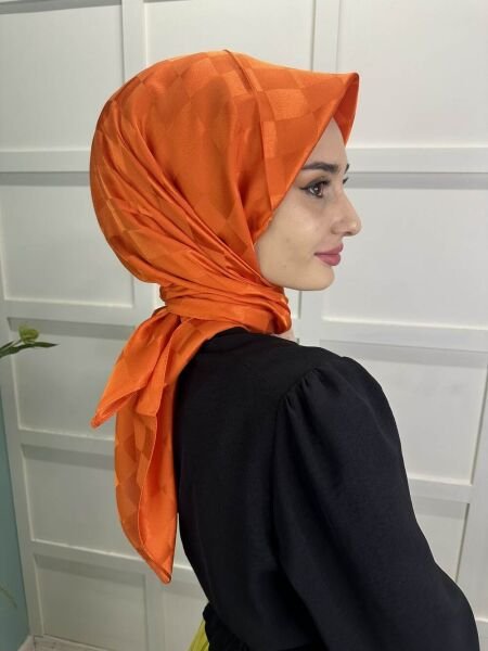 Siyane Scarf Dama Desen Jakarlı Eşarp 00948 ORANGE