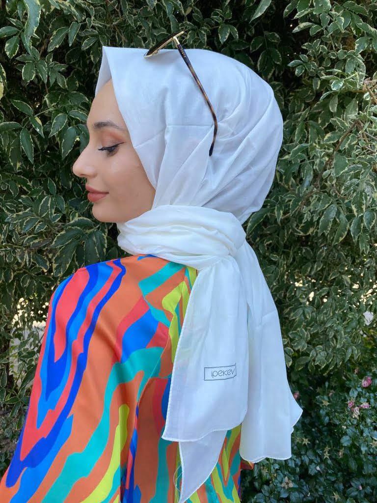 İpekevi Blend Şal - %100 Pamuk Tek Renk şal 06929 BEYAZ