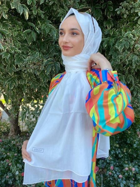 İpekevi Blend Şal - %100 Pamuk Tek Renk şal 06929 BEYAZ