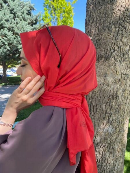 İpekevi Blend Şal - %100 Pamuk Tek Renk şal 06929 KIRMIZI