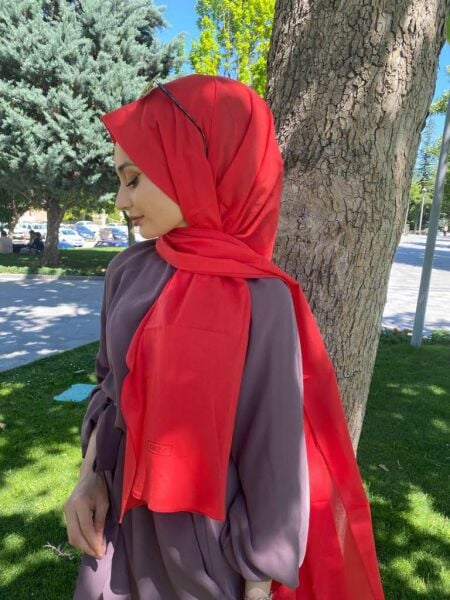 İpekevi Blend Şal - %100 Pamuk Tek Renk şal 06929 KIRMIZI