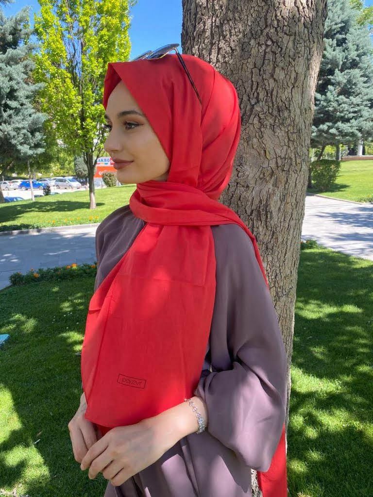 İpekevi Blend Şal - %100 Pamuk Tek Renk şal 06929 KIRMIZI