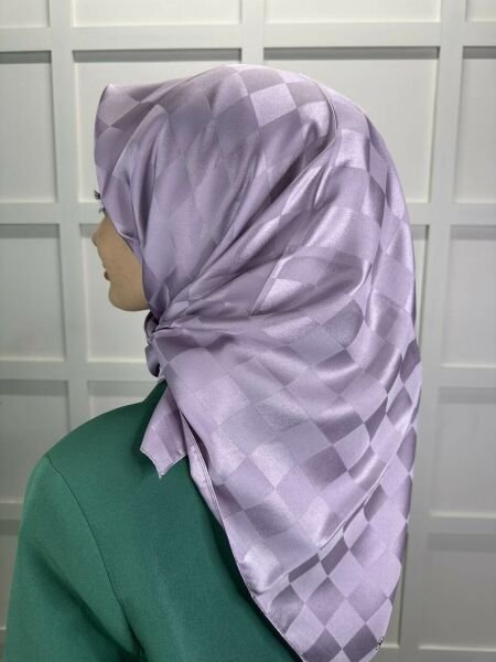 Siyane Scarf Dama Desen Jakarlı Eşarp 00948 AÇIK LİLA