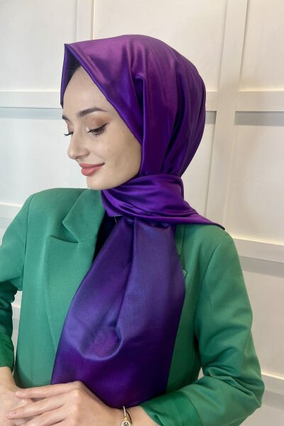 İpekevi Double Sided Silk Shawl - Classic Single Color Double Sided Shawl 00927 PURPLE VIOLET