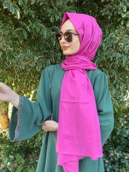 İpekevi Blend Şal - %100 Pamuk Tek Renk şal 06929 FUŞYA