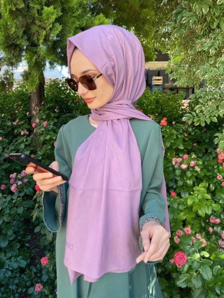 İpekevi Blend 100% Cotton Single (Plain) Color Shawl 06929 FIG