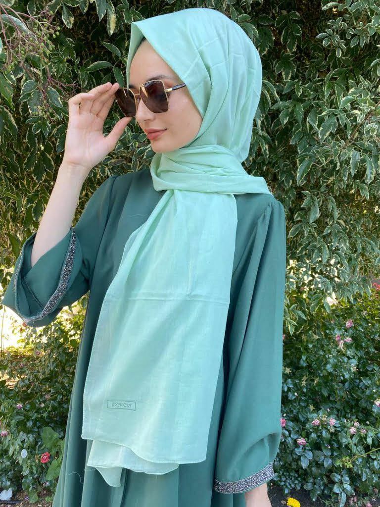 İpekevi Blend Şal - %100 Pamuk Tek Renk şal 06929 MİNT