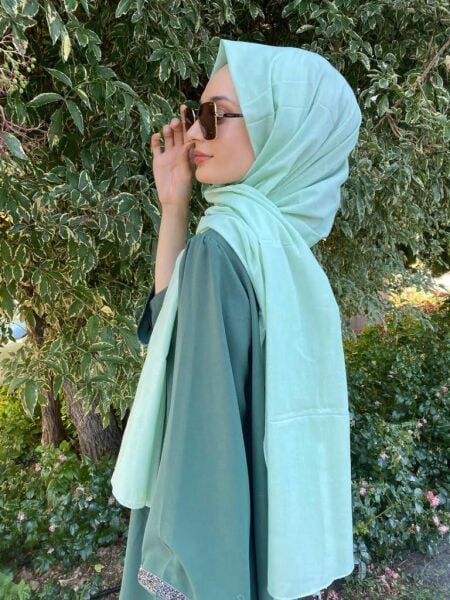 İpekevi Blend Şal - %100 Pamuk Tek Renk şal 06929 MİNT