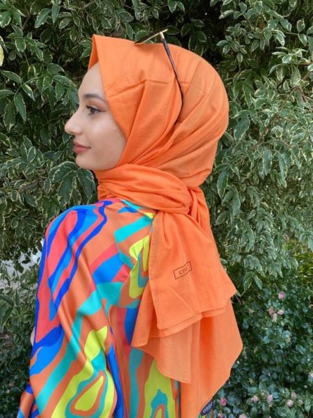 İpekevi Blend Şal - %100 Pamuk Tek Renk şal 06929 TURUNCU