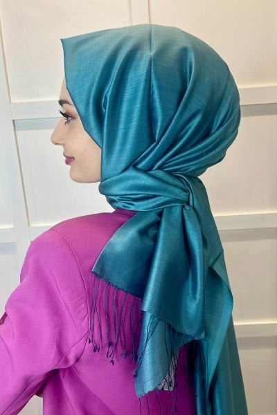 İpekevi Plain Silk Shawl - Classic Single Color Single Sided Shawl 2911 MENTOL