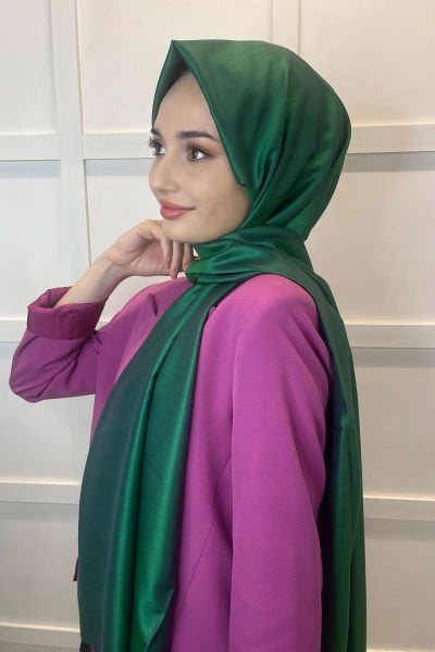 İpekevi Plain Silk Shawl - Classic Single Color Single Sided Shawl 2911 EMERALD