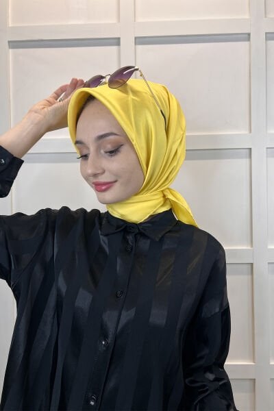 Aker Sezonsuz Tek Renk Tivil İpek Eşarp İE6052713 SARI