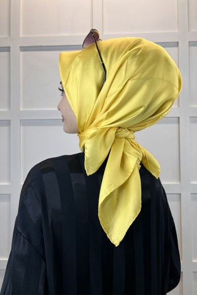 Aker Seasonless Single Color Twill Silk Scarf İE6052713 YELLOW