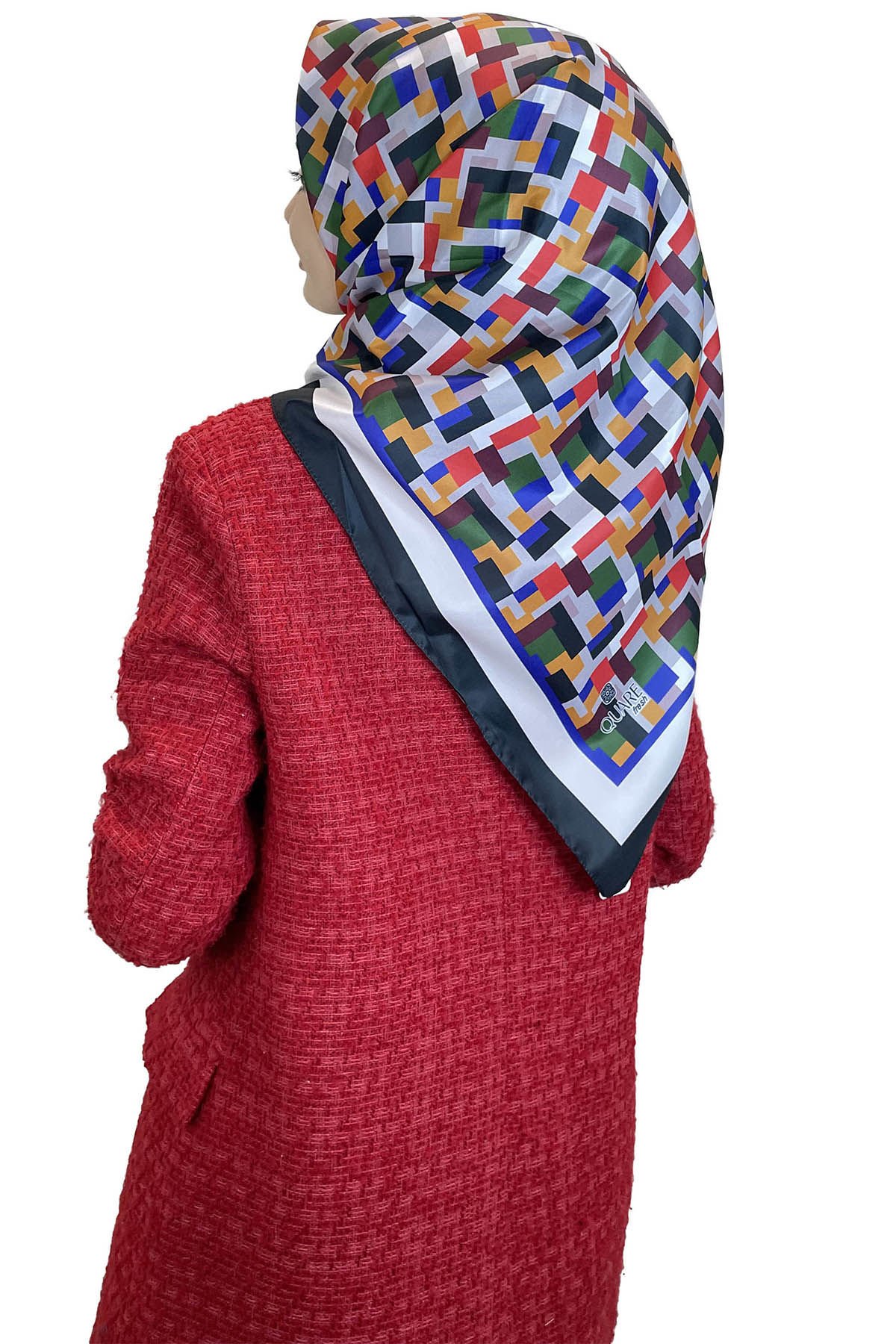 Shecarf Quare Rayon Scarf - Patterned Avant-Garde Scarf - Digital Printing - Women's Hijab 01102 BLACK