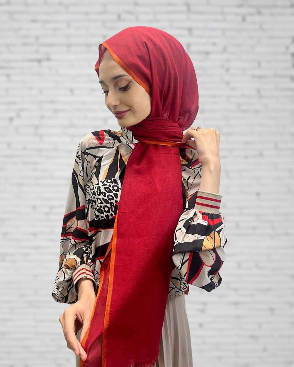 İpekevi Blend Şal - Modal Tek Renk Şal 7323 KIRMIZI