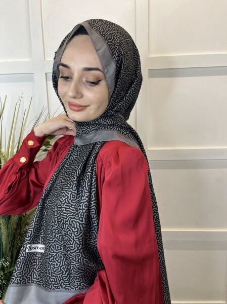 Siyane Scarf Pamuk Soft Şal, Renkli Çizgi Desenli 2024 01015 SİYAH GRİ