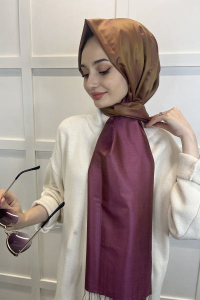 İpekevi Double Sided Silk Shawl - Classic Single Color Double Sided Shawl 00927 73