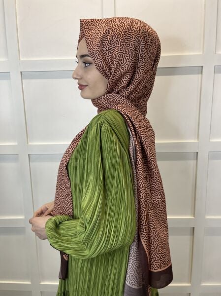 Siyane Scarf Pamuk Soft Şal, Renkli Çizgi Desenli 2024 01015 ACI KAHVE